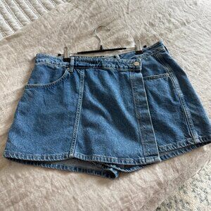 Zara Wrap Denim Skort Mid-Blue Size L
